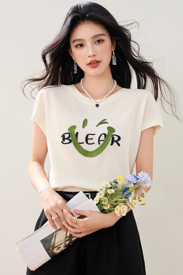 Summer thin tops jacquard sweater for women